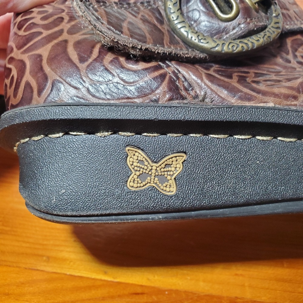 Alegria‎ Caiti Brown Embossed Leather Ankle Boot Bootie Blossom Size 37 US 6.5/7 - Picture 15 of 15